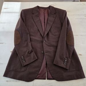 Piacenza Bespoke 100% Italian Wool Blazer Sport Coat With Elbow Patches 46R